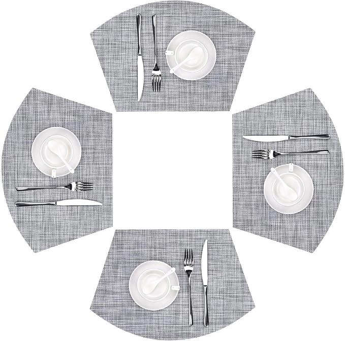 SHACOS Wedge Placemats Set of 4 Round Table Placemats Woven Vinyl Place Mats by SHACOS