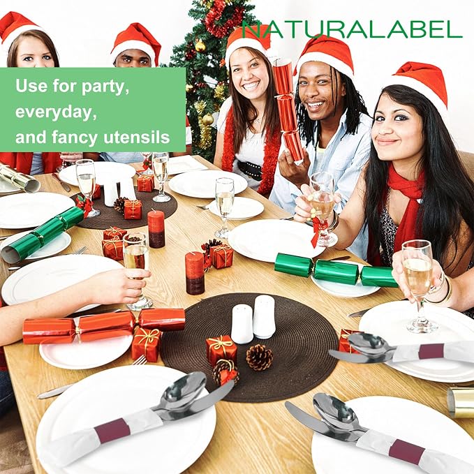 Self-Adhesive Napkin Bands, Burgundy | Wrap silverware & napkins, elegant table - Image 6