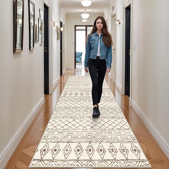 Washable 4x12 Runner Rug Hallway: Moroccan Non Slip Extra Long Rugs by BYYVOORugsforYourHome