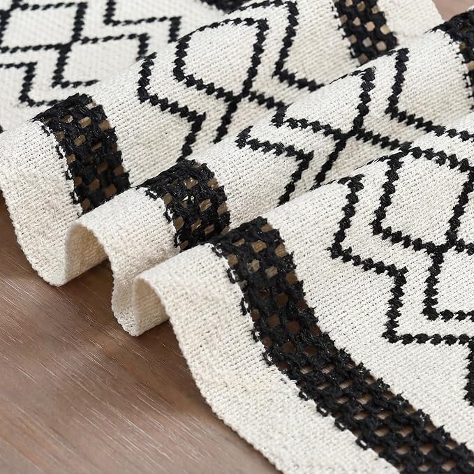 Artoid Mode Black Stripe Diamond Woven Table Runner 12x36 Inch | Holiday - Image 6