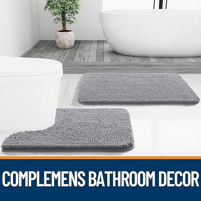 OLANLY Bathroom Rugs 30x20, Extra Soft Absorbent Chenille Bath Rugs, Rubber - Image 7