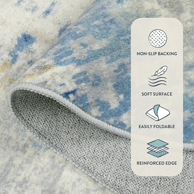 Lahome Modern Abstract Area Rug 3x5, Washable Bedroom Rug Soft Throw Entry Mat - Image 8