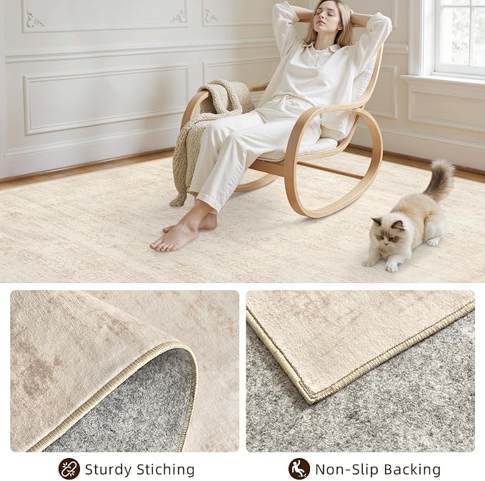 2'6''x8' Hallway Washable Runner Rug: Vintage Boho Neutral Kitchen Rug Soft - Image 6