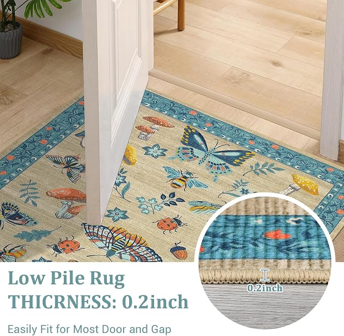 Mushroom Insect 8x10 Area Rugs, Washable Rugs - Image 6