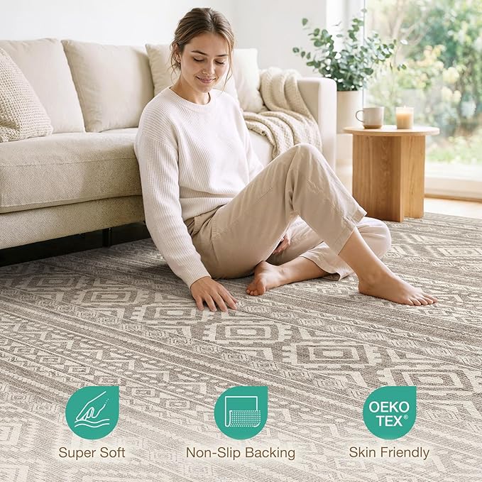 cotiled 6x8 Area Rugs Living Room Rug: Washable Boho Rugs - Image 2