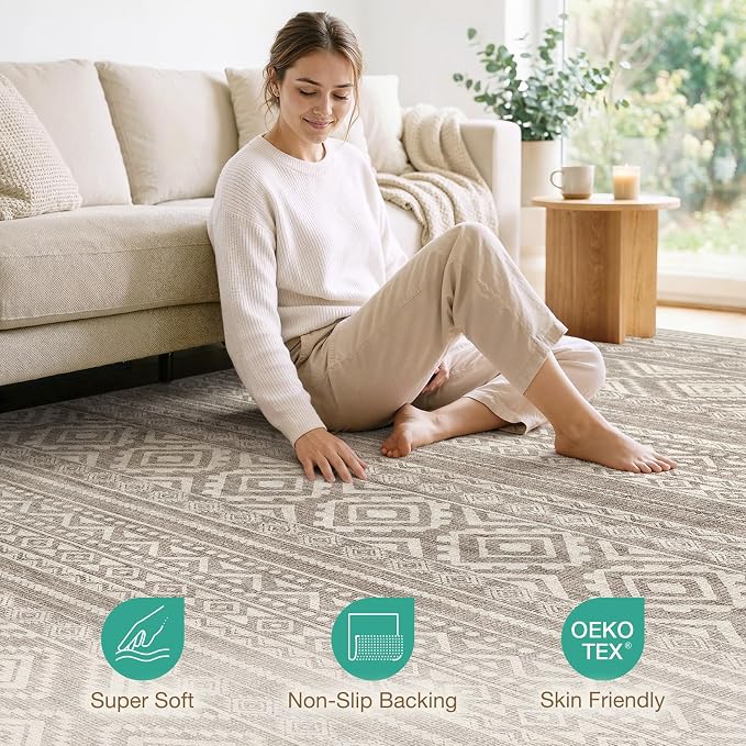cotiled 7x10 Area Rugs Living Room Rug: Washable Boho Rugs - Image 2