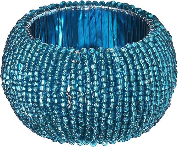 Teal Napkin Ring, Napkin Rings Set of 12, Beaded Napkin Holders, Fall Napkin - Image 2