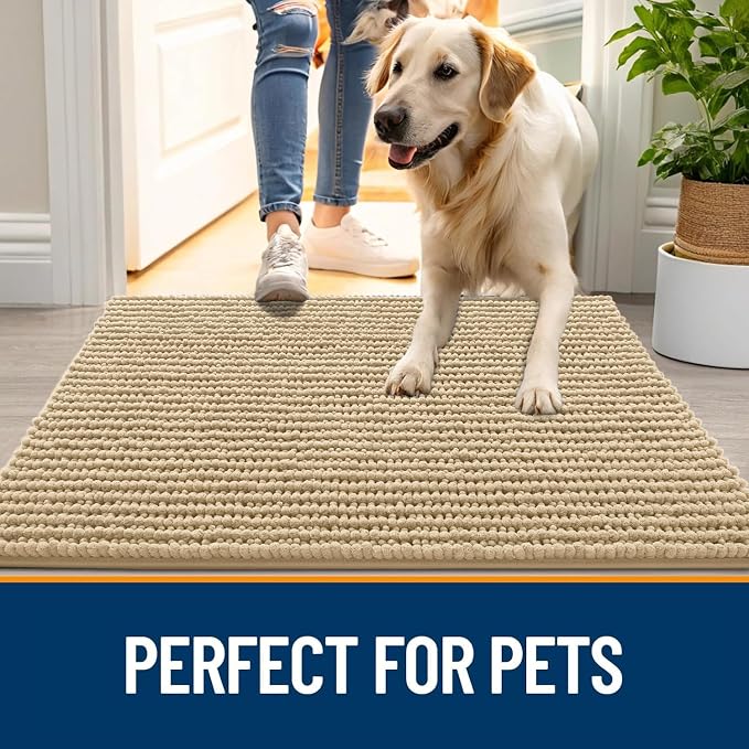 OLANLY Dog Door Mat for Muddy Paws 40x32, Ultra Absorbent Chenille Mud Doormat - Image 6