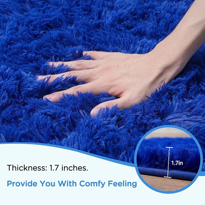 5x7 Blue Area Rugs for Living Room, Fluffy Shag Rug for Bedroom Boys Kids - Image 5