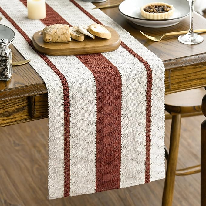 Artoid Mode Caramel Rustic Woven Table Runner 12x72 Inch | Holiday Farmhouse by ArtoidMode