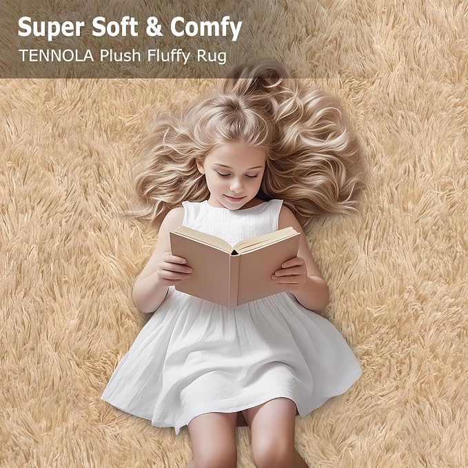 2x8 ft Beige Runner Rugs for Bedroom Living Room, Soft Plush Fluffy Throw Rug - Image 9