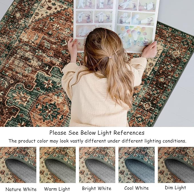 Moynesa Ultra-Thin Washable Vintage Runner Rug - Image 5