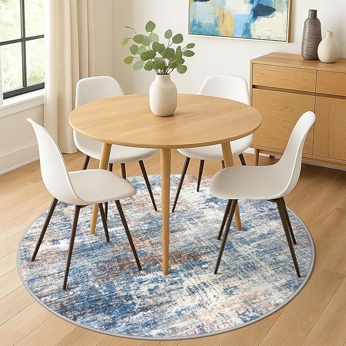 IOHOUZE Abstract Round Area Rug 6 Ft Washable Circle Rugs Large Round Rug Non - Image 3