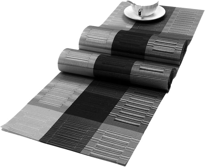 SHACOS Woven Vinyl Table Runner PVC Table Runner 12 x 71 inch Wipe Clean Indoor by SHACOS