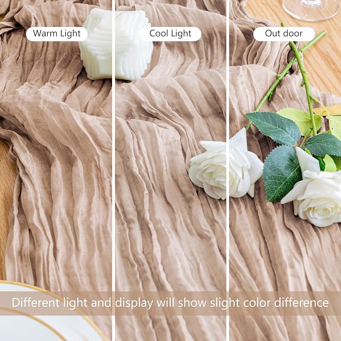 Cheesecloth Table Runner 10FT 6Pcs Nude Pink Boho Gauze Rustic Sheer Runner | - Image 8