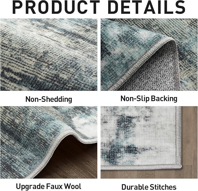 9x12 Area Rugs Washable Rug: Modern Abstract Living Room Rug Soft Anti-Skid - Image 5