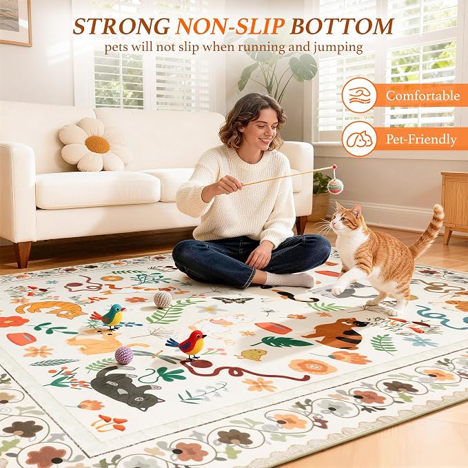 LIANLAM 8x10 Cat Lover's Area Rug, Washable Large Rug - Image 7