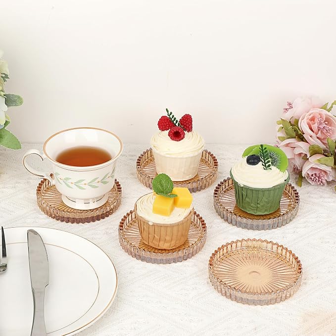 JUXYES Set of 5 Heat-Resistant Clear Glass Coaster - Image 7
