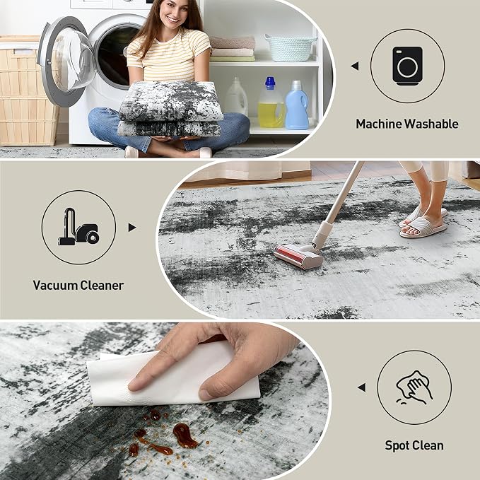 8x10 Area Rugs Washable Rug: Modern Abstract Living Room Rug Soft Anti-Skid - Image 5