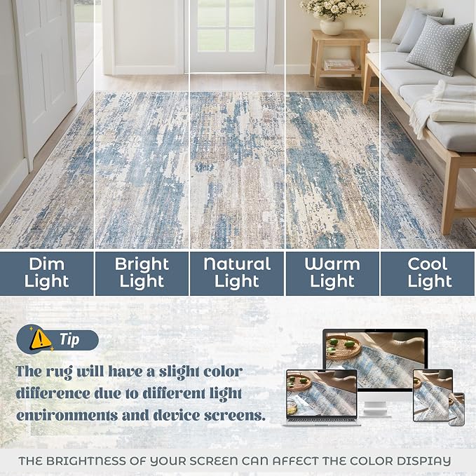 XLUEZ 9x12 Area Rug for Living Room, Washable Modern Abstract Large Area Rug - Image 8
