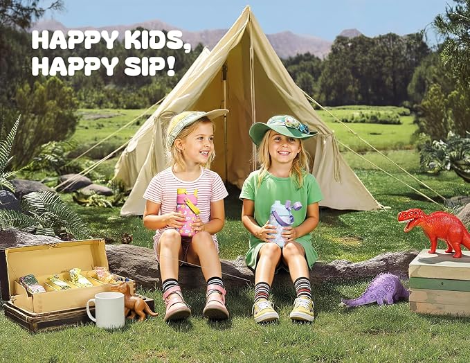 12 oz Kids Insulated Water Bottle: 2-in-1 Straw Spout Lid, Easy Carry, Keep - Image 2