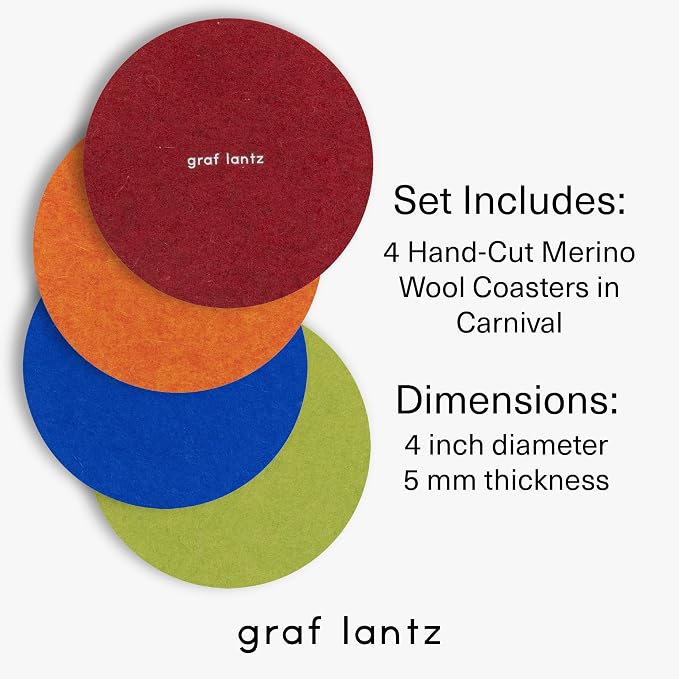 Graf Lantz - Bierfilzl Merino Wool Round Coasters Set of 4 - Carnival - Absorbs - Image 4