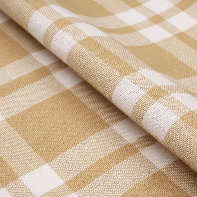 Encasa XO Table Runner, Woven Cotton Dining Runner 13"x72" Franca Beige Checks - Image 7