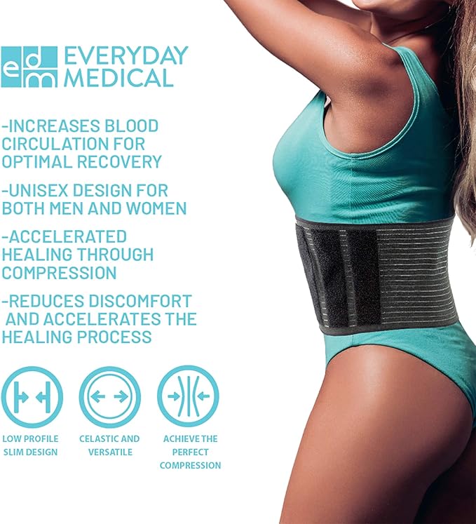 Everyday Medical Post Surgery Abdominal Binder For Men And Women - Medical Grade Stomach Compression Brace for Waist and Abdomen Surgeries such as Gastric Bypass, Liposuction, C-Section, Tummy Tuck