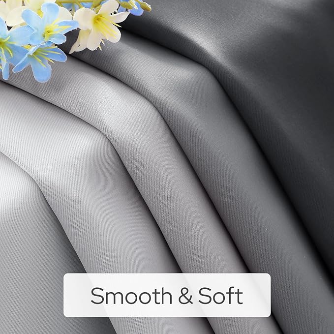 HOMEIDEAS Gray Grey Ombre Blackout Curtains, 52 X 84 Inch Length Gradient Color Room Darkening Curtains with Grommet Thermal Insulated Window Drapes for Living Room, Bedroom, 2 Panels