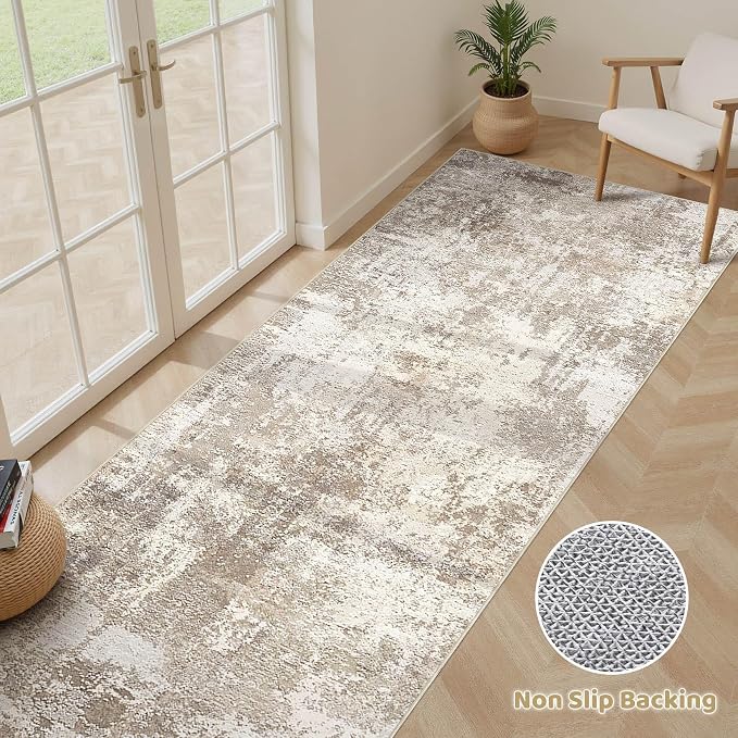 Runner Rug Kitchen Washable Rugs: 3x10 Non-Slip Abstract Soft Modern Stain - Image 3
