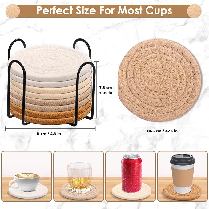 8 Pack Absorbent Coasters with Holder, 4 Colors Minimalist Home Decor, 4.3 - Image 5