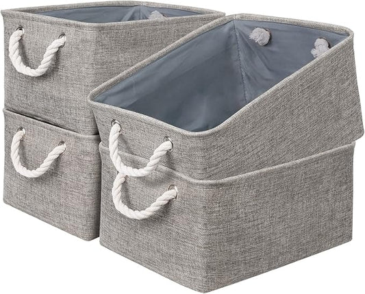 Storage Basket Fabric Sturdy Canvas Storage Bins Organizer with Handles for Clothes and Storage Foldable Storage Boxes Cubes