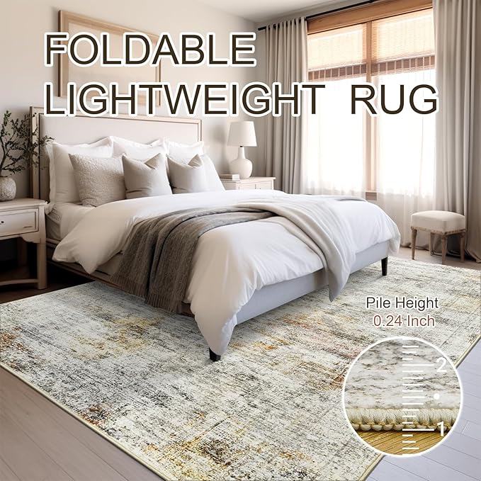 Soalmost 9x12 Area Rugs for Living Room, Non Slip Machine Washable Vintage Rugs - Image 6