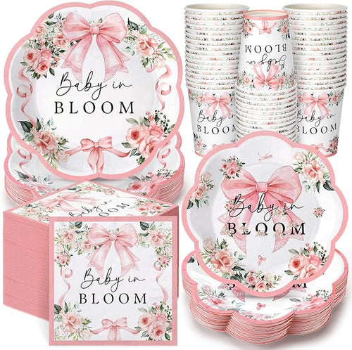 250 Pcs Baby in Bloom Baby Shower Plates Napkins by Newtay