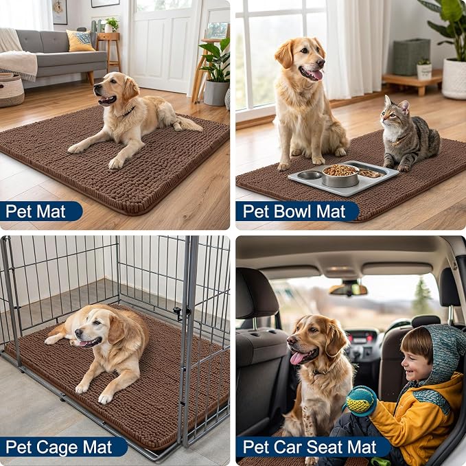 Smiry Dog Door Mat for Muddy Paws 71x46, Absorbent Dirt Trapper, Non-Slip - Image 6
