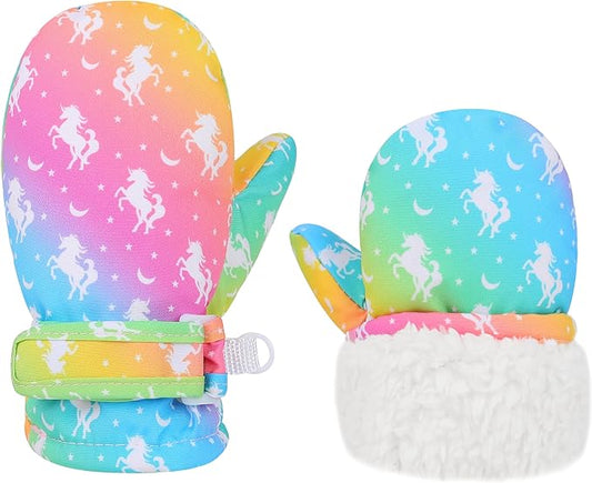 Toddler Gloves Kids Mittens Winter Warm Lined Fleece Gloves Waterproof Snow Baby Mitten for Boys Girls