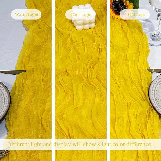 6Pack Yellow Cheesecloth Table Runner 17x108inch Sheer Yellow Table Runners | - Image 5