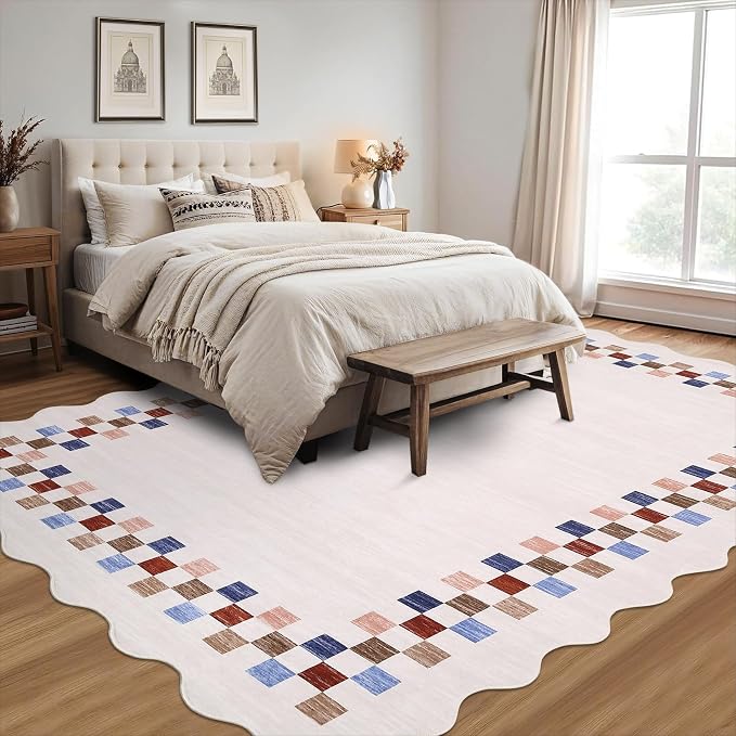 GarveeHome Washable Rug 5x7 for Living Room Large Bedroom Scalloped Rug Non - Image 8