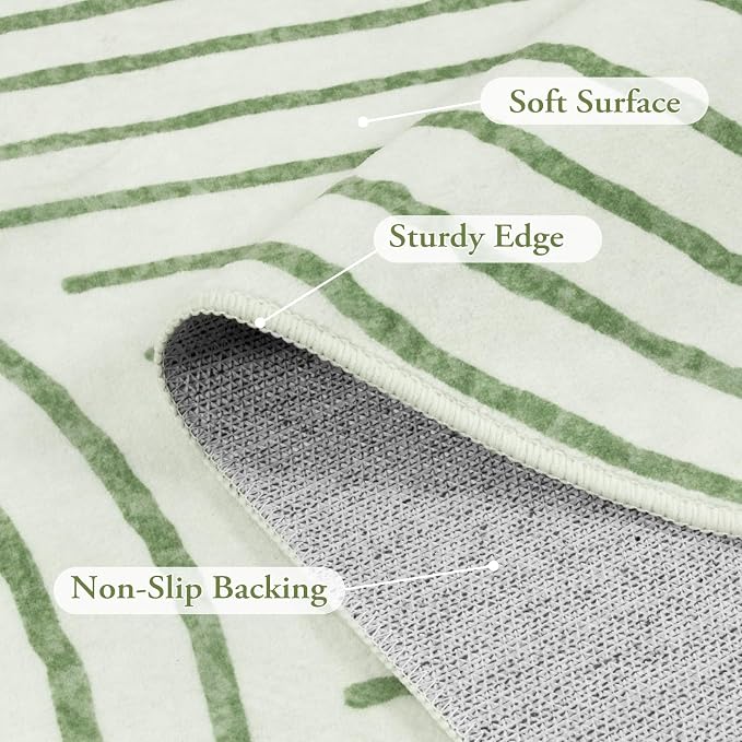 Lahome Abstract 8x10 Rugs for Living Room, Soft Green 8x10 Area Rugs for - Image 6