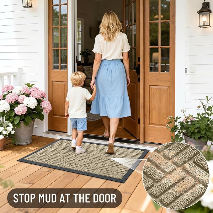 OLANLY Front Door Mat Outside Entrance 35x23, Heavy Duty Sturdy Natural Rubber - Image 7