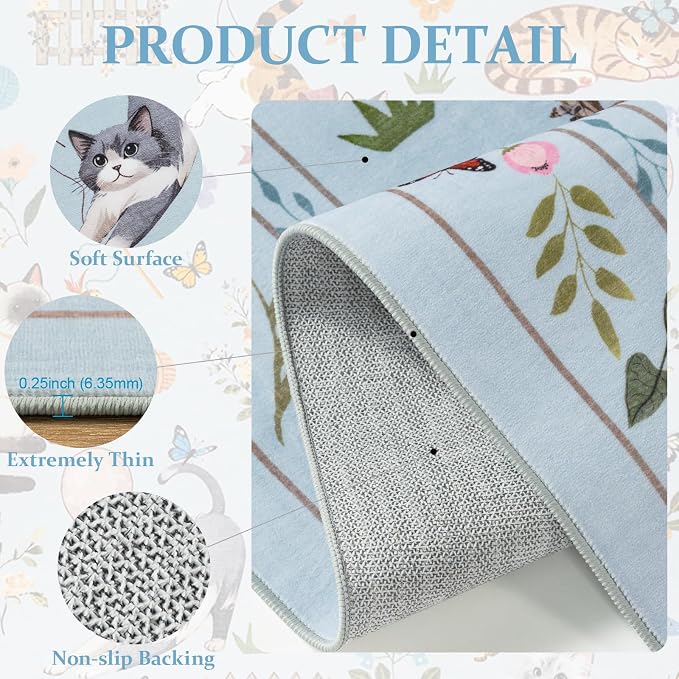Unirea 8x10 Light Blue Grey Cat Area Rugs - Image 4
