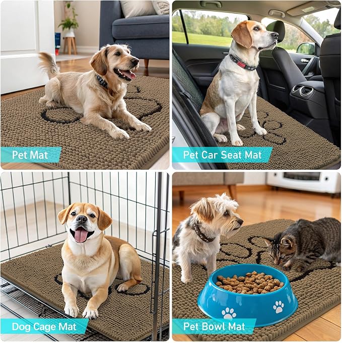 OLANLY Dog Door Mat for Muddy Paws 48x30, Paw Print Design, Absorbs Moisture - Image 7