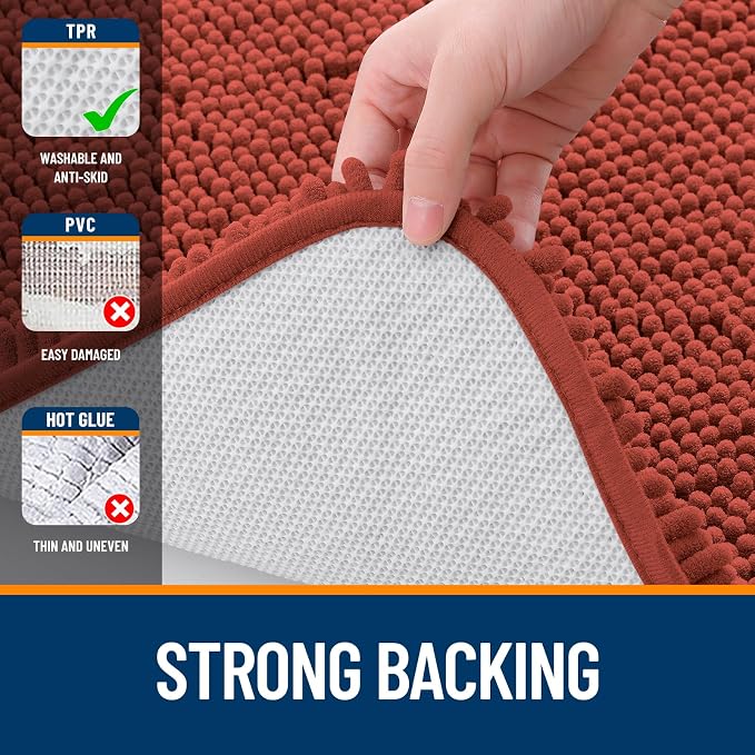 OLANLY Large Bathroom Rugs 50x30, Soft Absorbent Chenille Bath Rugs, Rubber - Image 6