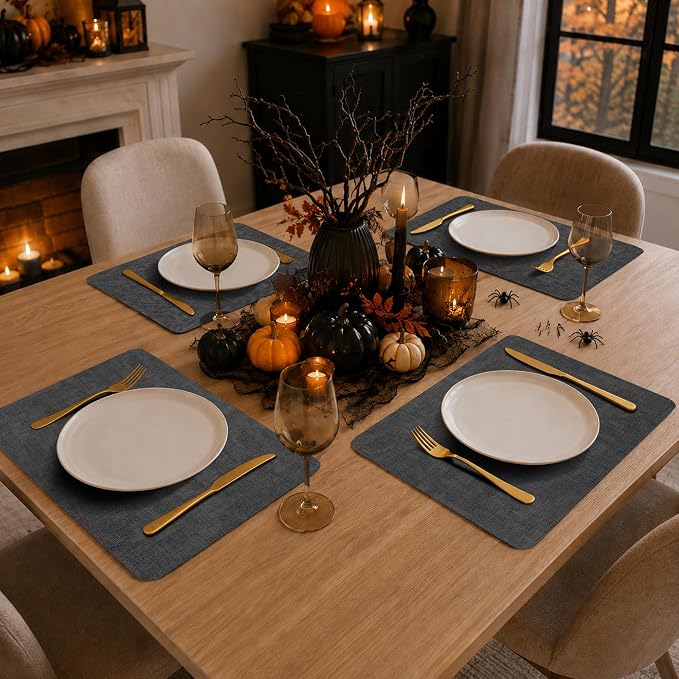 Maxpearl Faux Leather Placemats Set of 6, Dark Grey | Waterproof - Image 7