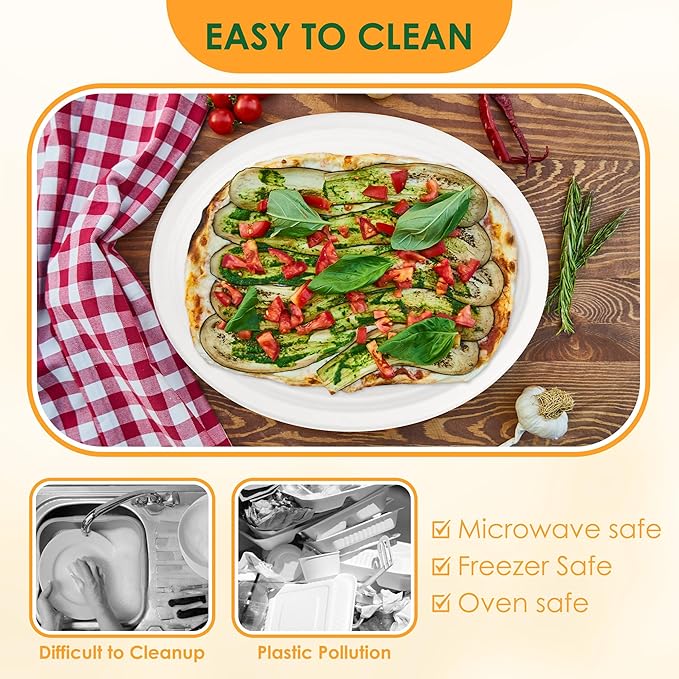100% Compostable Oval Paper Plates, 12.5Inch 50Pack Disposable Heavy Duty - Image 6