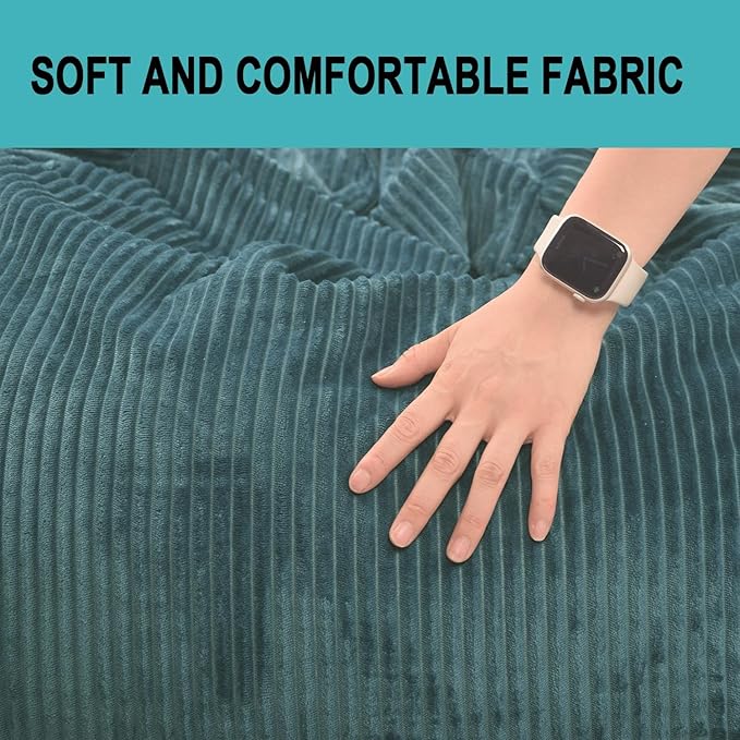 2 Pcs Classic Bean Bag Chair, with Faux Rabbit Fur Cover for Teens and Kids, Memory Foam Bean Bag Chairs, Ultra Soft Faux Fur Fabric, 2.5 feet Round Fluffy Bean Bag Sofa