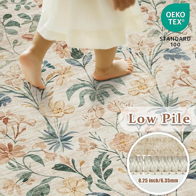 8x10 Area Rugs Washable Rug: Large Boho Living Room Rug Soft Non-Slip Low Pile - Image 6