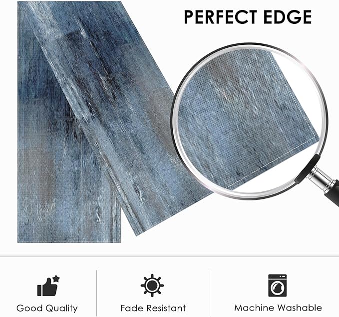 Emvency Table Runner, 13x60 Inch, Farmhouse Abstract Denim | Blue Art Painting - Image 2