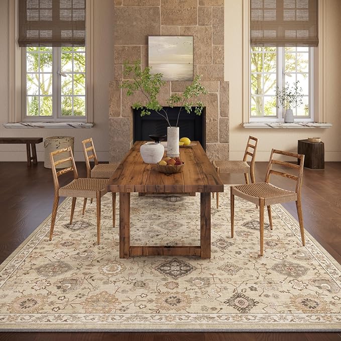 Machine Washable Rug for Living Room: 5x7 Area Rugs Boho Vintage Rug Stain - Image 7