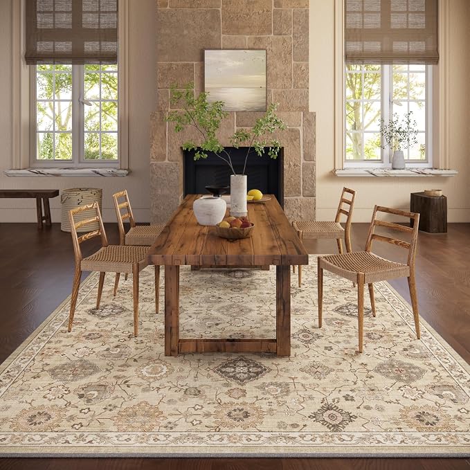 Machine Washable Rug for Living Room: 9x12 Area Rugs Boho Vintage Rug Stain - Image 5